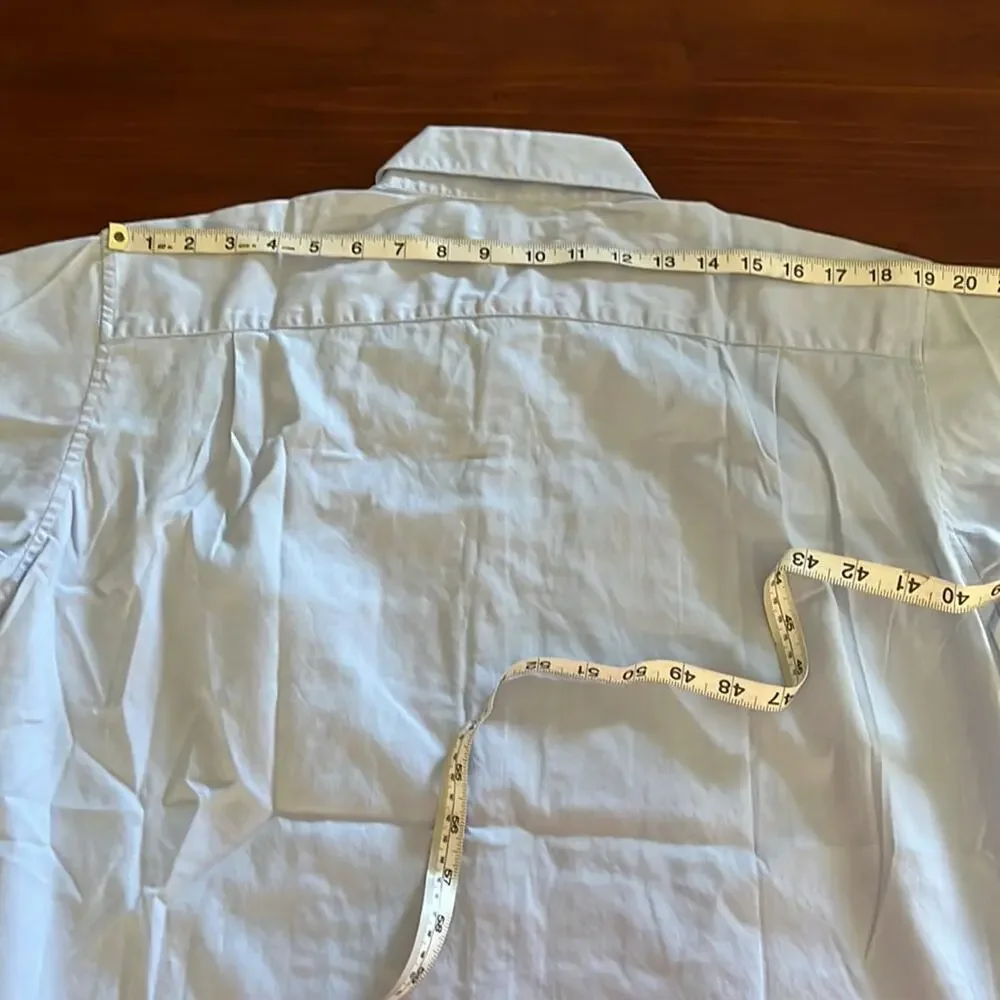 Banana Republic Mens M Light Blue Button Front Shirt Casual Embroidered